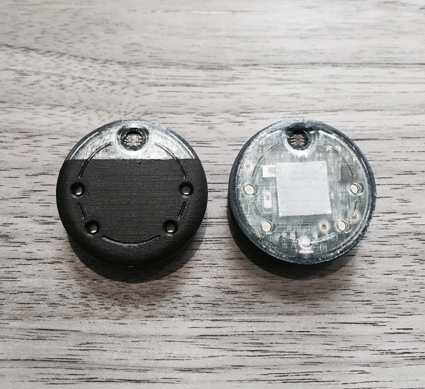 Two of the first working LYS sensor units, side by side